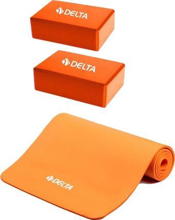 Delta Konfor Zemin Taşıma Askılı 10 mm Pilates Minderi Yoga Matı 2 Adet Yoga Blok Çiftli Yoga Bloğu