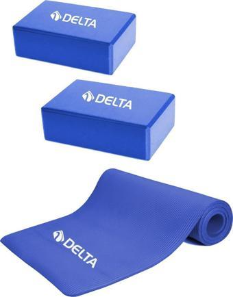 Delta Konfor Zemin Taşıma Askılı 15 mm Pilates Minderi Yoga Matı 2 Adet Yoga Blok Çiftli Yoga Bloğu