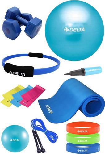 Delta PTS 10 mm Minder 75 cm Pilates Topu Çemberi 2kg Dambıl Seti