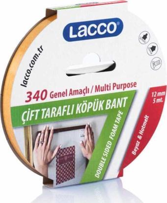 Lacco Köpük Çift Taraflı Bant 12 X 5 Mm Kod340