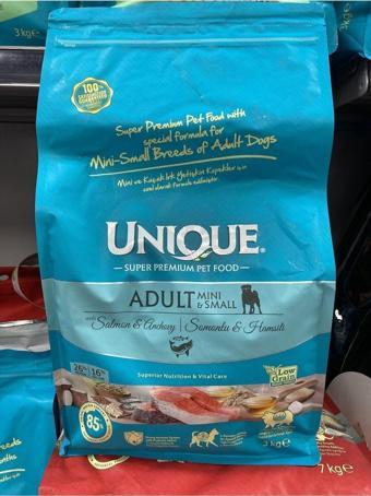 Unique Yetişkin Küçük Irk Somonlu Hamsili Köpek Maması 3 Kg