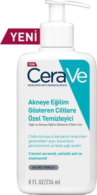 CeraVe Yağlı Ve Düzensiz Ciltler Için Siyah Nokta, Leke Görünümü Ve Akne Karşıtı Yüz Temizleme Jeli 236 Ml