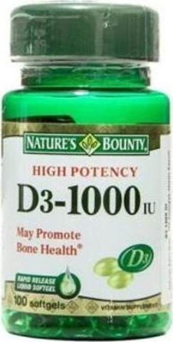 Nature's Bounty Vitamin D3 1000 Iu 100 Softgel