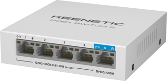 Keenetic PoE+ Switch 5, 1X1Gbit, 4X1Gbit PoE+ Port, IEEE 802.3AF/AT (Max.30W/Port), 60Watt