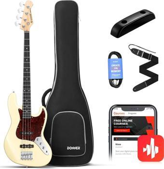 Donner DPB-510R JB-Style Bas Gitar (Vintage White)