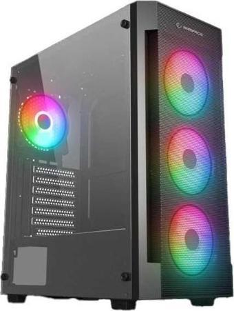 Rampage VIGILANT Mesh 650W 80+ BRONZE Siyah Temperli Camlı 4x12cm RGB Fan ATX Mid-T Gaming Oyuncu Kasası