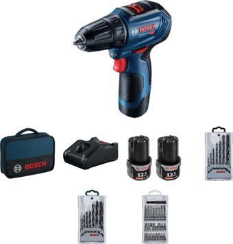 Bosch Gsr 12v-30 Professional 2x2ah Çift Akülü Delme/vidalama Makinesi + 39 Parça Set - 06019g9001