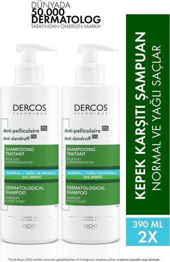 Vichy Dercos Anti-dandruff Kepek Karşıtı Şampuan Normal & Yağlı Saçlar 390 Mlx 2 Adet 8681689315023