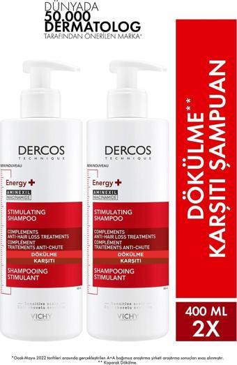 Vichy Dercos Energy+ Saç Dökülmesine Karşı Şampuan 400 ml 2 Adet