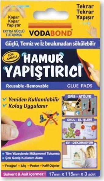 Vodabond Afiş Fotoğraf Poster Hafif Objeler İçin Hamur Yapıştırıcı 17mm x 115mm x 3 Adet