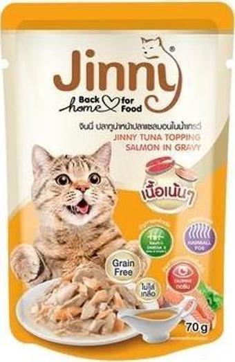 Jinny Gravy Ton ve Somon Etli Kedi Konserve Mama 70 gr
