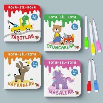 Boya - Sil - Boya Seti 4 Kitap Takım - 5 Kalem Hediye - Nur Özdemir - Uçan Kitap