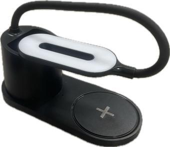 Ht-513 Siyah Typec 10W Kablosuz Şarj Cihazı Kalemlikli Masa Lambası