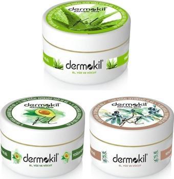 Dermokil El Ve Yüz Kremi Aloevera-avokado-zeytinyağı 300ml 3lü Set