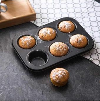  6 Bölmeli Yanmaz Ve Yapışmaz Kek Kapsülü Yapışmaz Mini Tart Kek Kapsülü Muffin Ekler Kalıbı 26-18 cm