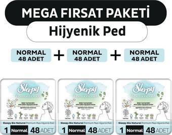 Sleepy Bio Natural Premium Plus Hijyenik Ped Mega Fırsat Paketi Normal 144 Adet