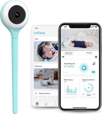 Lollipop Bebek Monitörü - Gerçek Ağlama Algılamalı - Turkuaz