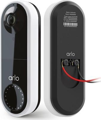 Arlo Essential Kablolu Görüntülü Kapı Zili - HD 180 Görüş, Beyaz