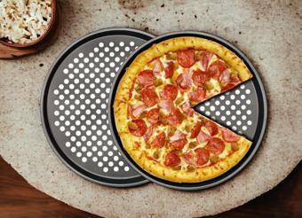 Pizza Pişirme Tepsisi 31 cm Yanmaz Ve Yapışmaz Pizza Pan Oval Delikli Fırın Tepsisi 