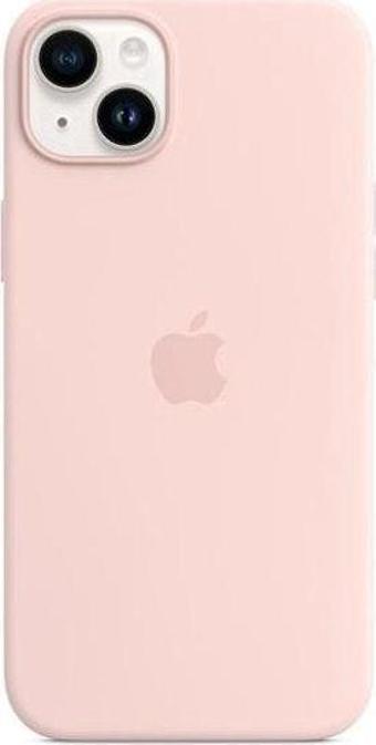 Apple iPhone 14 Plus MagS Silikon Kılıf Puslu Pembe