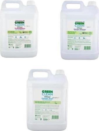 U Green Clean Çamaşır Deterjanı + Yumuşatıcı + Çamaşır Suyu 5000 ml 3'lü Set