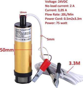 MERİÇ 24 VOLT ALÜMİNYUM DALGIÇ TİPİ SIVI AKTARMA POMPASI (FİLTRELİ)