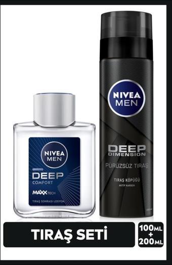 MEN Erkek Deep Dimension Tıraş Seti, Tıraş Köpüğü 200ml ve Tıraş Sonrası Losyon 100ml, Kaygan Tıraş