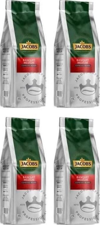 Jacobs Banquet Medium Espresso Beans Çekirdek Kahve 1000 Gr X 4 Paket