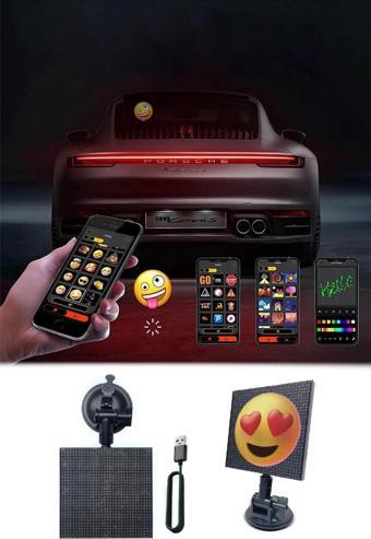 Oto Led Ekran Emoji Ekranı Bluetooth Telefon Kontrol Animasyonlu Arka Cam Led