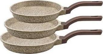 OMS 3255 Fry Pan Döküm Granit 3 Parça Tava Seti Kumbeji (20-24-28 cm)