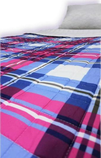 Mavi Ekose Desenli Çift Taraflı 7kg 150x200 Ağır Yorgan/Battaniye