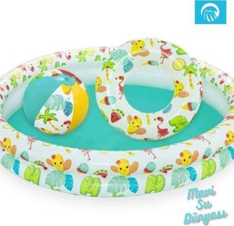 Bestway Havuz (122 Cm X 20 Cm) + Deniz Simidi + Deniz Topu (27 Cm)