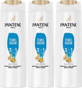 Pantene 3'ü 1 Arada Temel Bakım Şampuan 350 ml 3 Adet