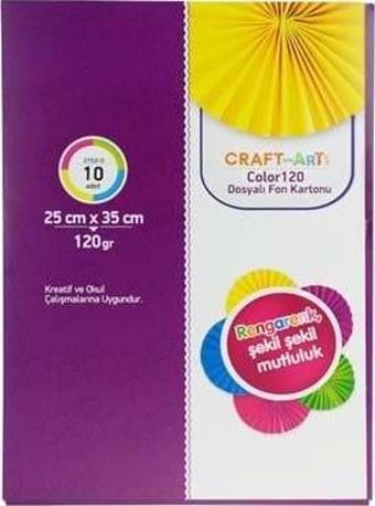 Craft and Arts 25x35cm 120gr Dosyalı Fon Kartonu 10 Renk