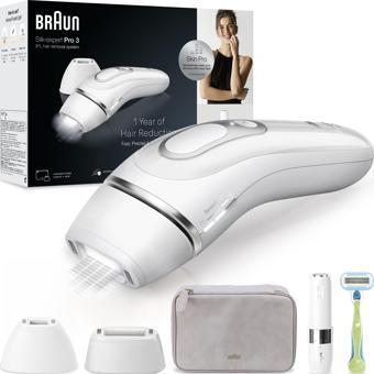 Braun IPL Silk·expert Pro 3, Evde Tüy Alma, Çanta, Venus Tıraş Makinesi, 2 Başlık ile, PL3136