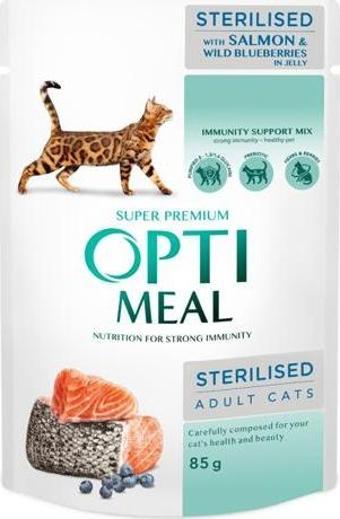 Optimeal Somon Yaban Mersin Jöle Yaş Kısır Kedi Maması 85 Gr