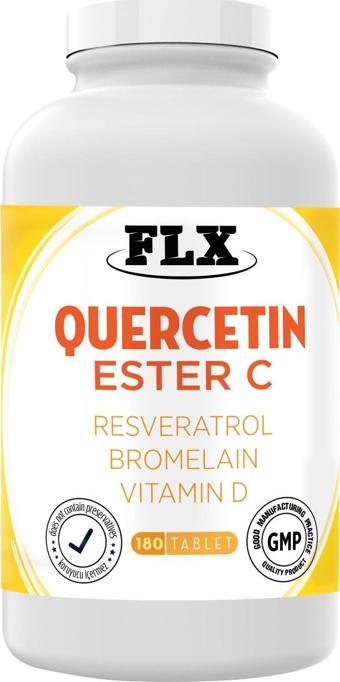 FLX 180 Tablet Kuersetin Quercetin Rutin Magnezyum Ester C Vitaminini Vitamin D Resveratrol Bromelain Complex