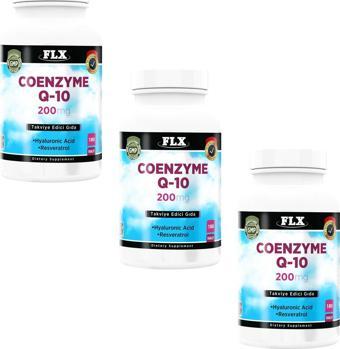 FLX Coenzyme Koenzim Q-10 200 Mg Hyaluronik Asit Resveratrol ( 3 Kutu 180 Tablet )