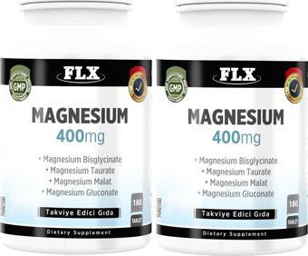 FLX Magnesium Bisglisinat Malat Taurat Glukonat 2 Kutu 180 Tablet