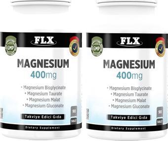 FLX Magnezyum Magnesium Elementleri Complex 400 Mg 2 Kutu 90 Tablet