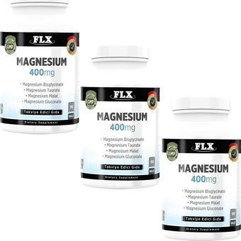 FLX Magnezyum Magnesium Elementleri Complex 400 Mg 3 Kutu 90 Tablet