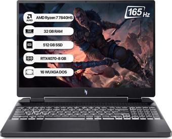 Acer Nitro 16 AN16-41 R7 7840HS 32GB 512GB SSD Rtx 4070-8 GB Dos 16" WQXGA 165Hz Taşınabilir Bilgisayar NH.QLJEY.003-32