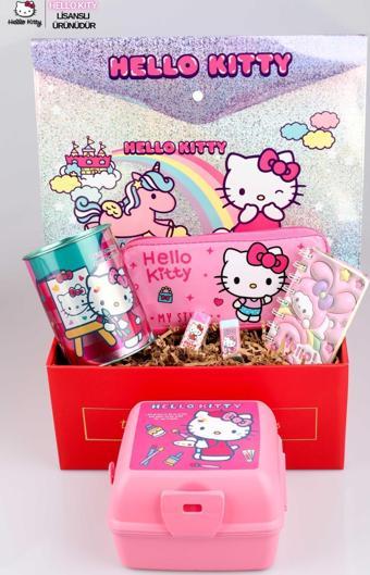 DEKOMUS İLE ÖZEL KUTULU LİSANSLI HELLO KITTY KALEM ÇANTASI İLE KIRTASİYE OKUL SETİ