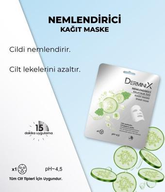 Derminix Nemlendirici Kağıt Maske Salatalık Özü