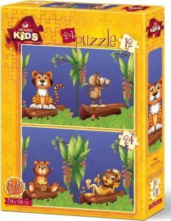 Art Kids 4488 Orman Dostları 24x34 cm 12 Ve 24 Parça İkili Puzzle