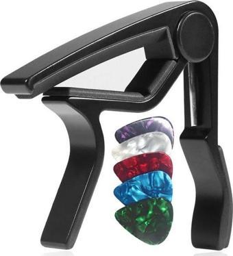 Lastvoice LCT-999 Black Gitar Capo Metal Kapo Kaliteli 5 Adet Pena Hediye