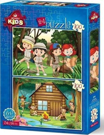 Art Kids 4519 İzci Kampı 24x34 cm 100 Parça İkili Puzzle