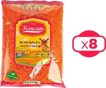 Korcan Kırmızı Mercimek 1 kg x 8 Adet