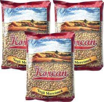 Korcan Yeşil Mercimek 1000 gr 3 lü