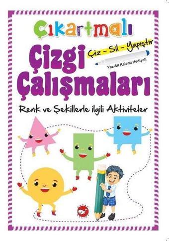 Çıkartmalı Çizgi Çalışmaları-Renkler ve Şekillerle ilgili Aktiviteler - Beyaz Balina Yayınları